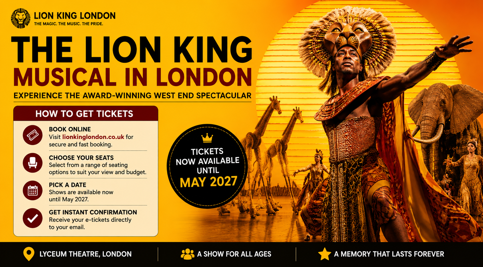 Get Tickets for The Lion King Musical in London